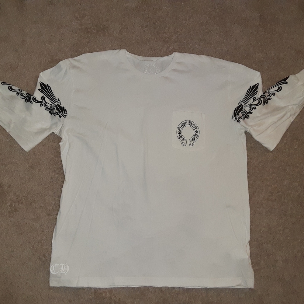 MEN'S CHROME HEARTS FLORAL HORSESHOE L/S TSHIRT - Picture 3 of 13